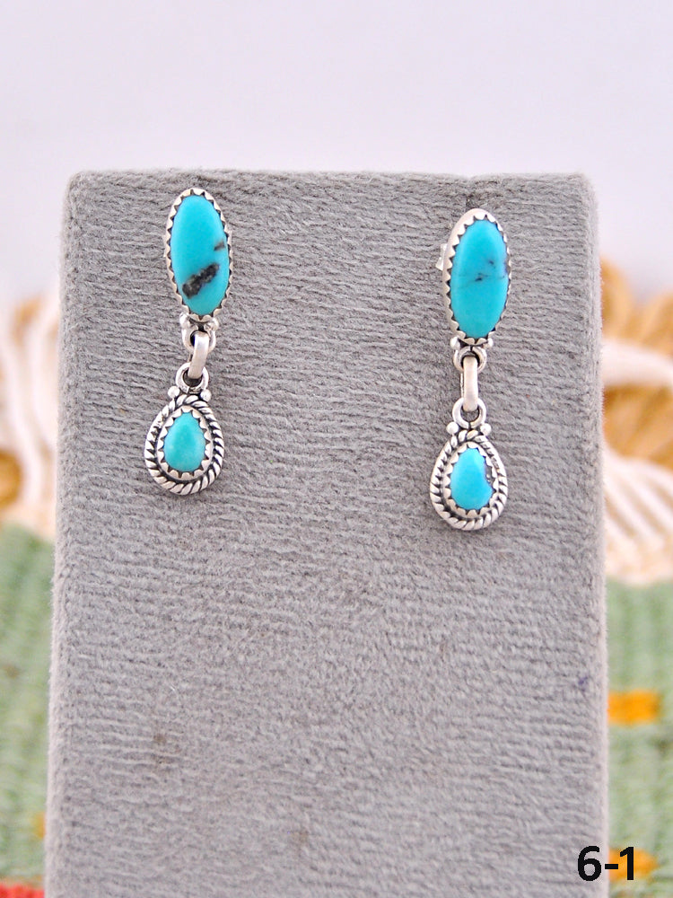 Southwest Made Kingman Turquoise & Sterling Silver Post Earrings