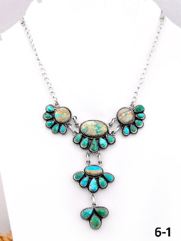 Southwest Handmade Mix Turquoise & Sterling Silver Necklace