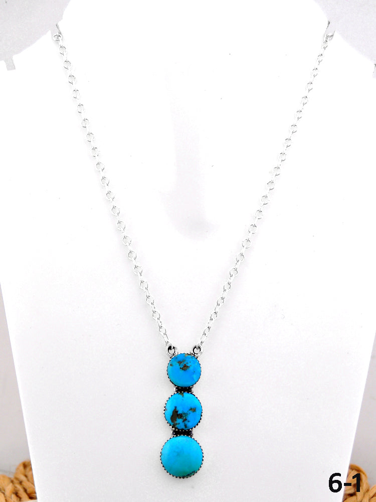 Southwest Handmade Blue Arizona Turquoise  & Sterling Silver Necklace