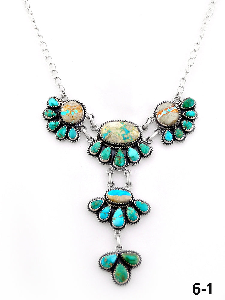 Southwest Handmade Mix Turquoise & Sterling Silver Necklace