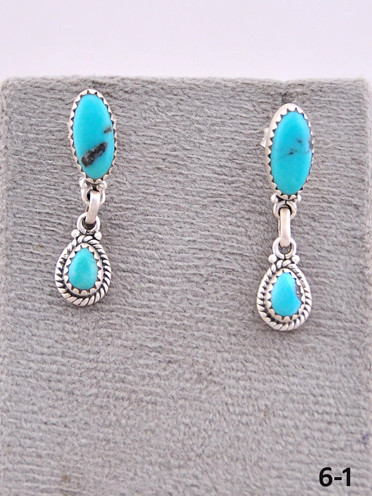 Southwest Made Kingman Turquoise & Sterling Silver Post Earrings