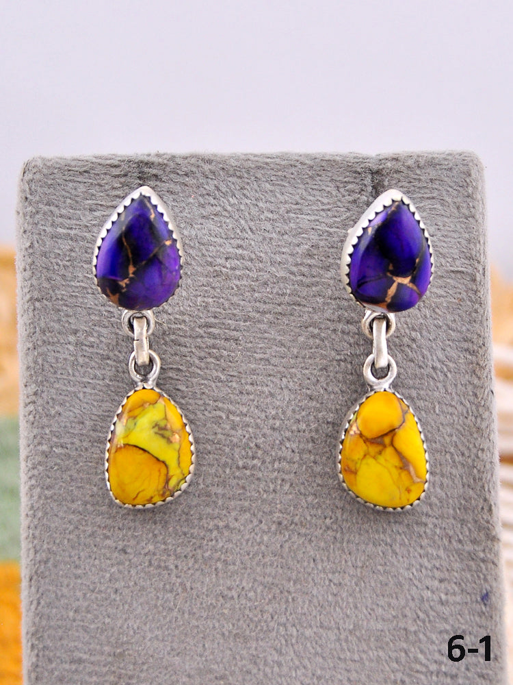 Southwest Made Multi Stone & Sterling Silver Post Earrings