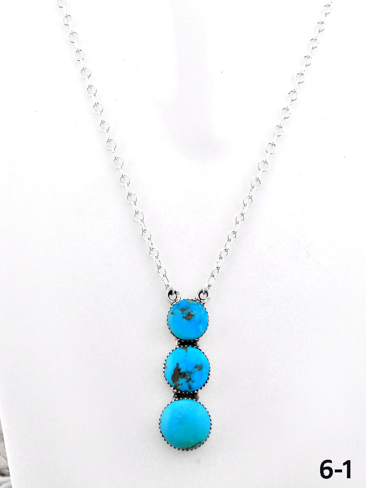 Southwest Handmade Blue Arizona Turquoise  & Sterling Silver Necklace