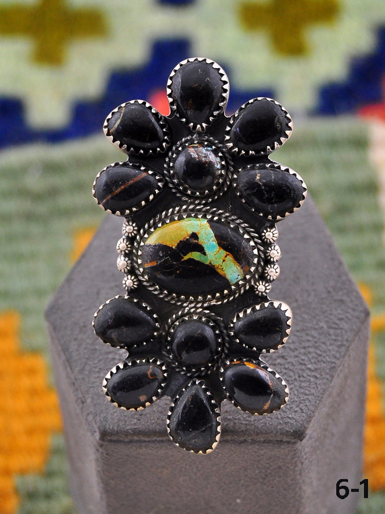 Southwest Handmade Black Jack & Sterling Silver Ring