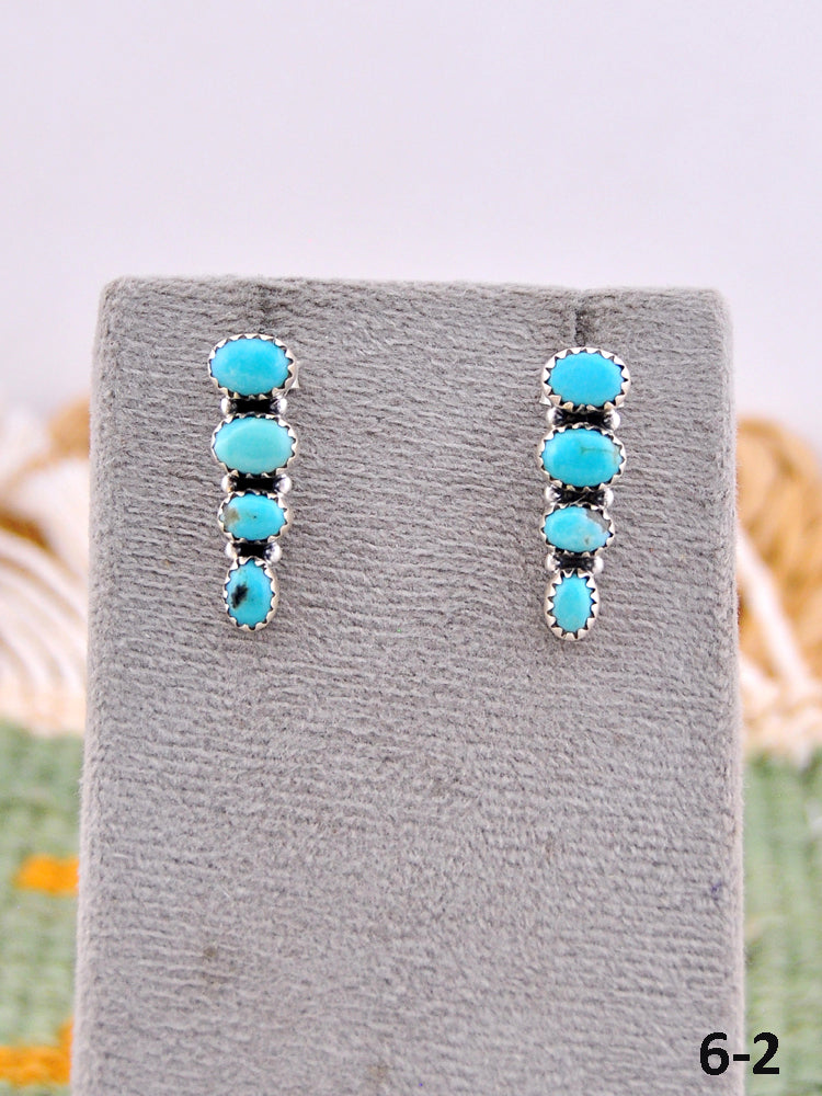 Southwest Made Kingman Turquoise & Sterling Silver Post Earrings