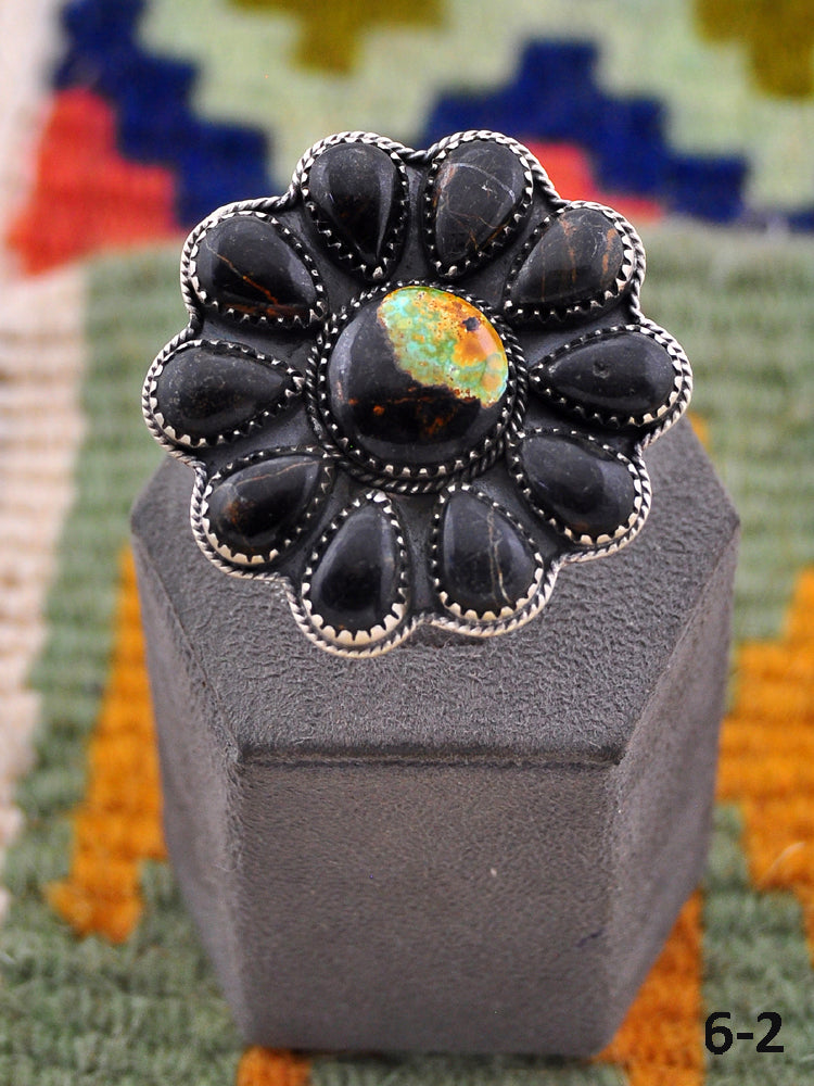 Southwest Handmade Black Jack & Sterling Silver Ring