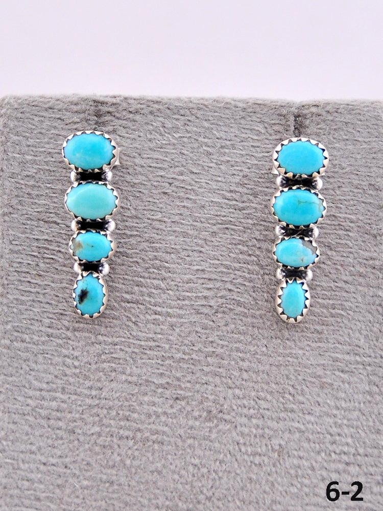 Southwest Made Kingman Turquoise & Sterling Silver Post Earrings