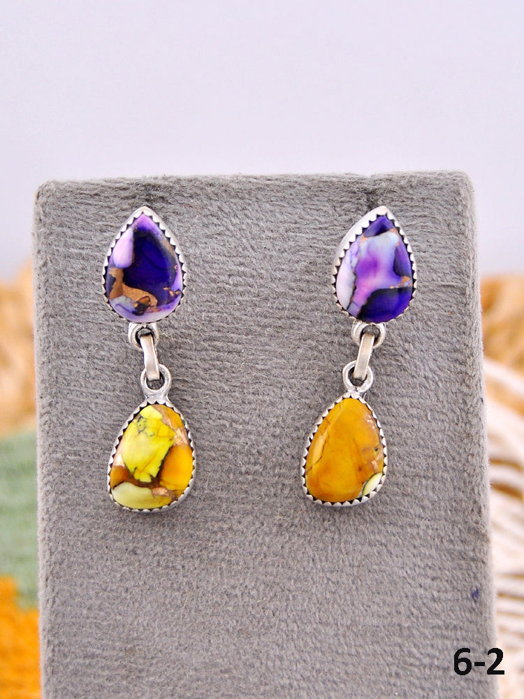 Southwest Made Multi Stone & Sterling Silver Post Earrings