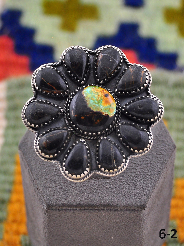 Southwest Handmade Black Jack & Sterling Silver Ring