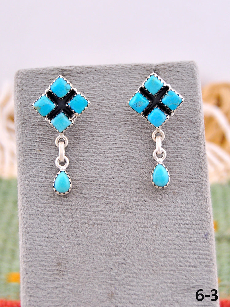 Southwest Made Kingman Turquoise & Sterling Silver Post Earrings