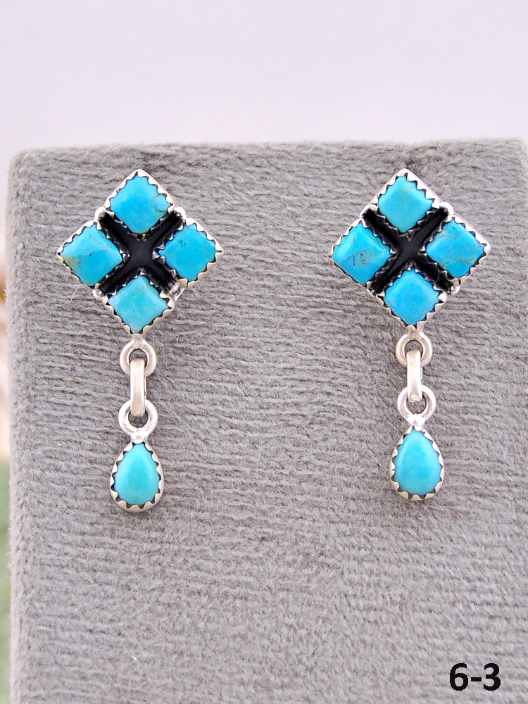 Southwest Made Kingman Turquoise & Sterling Silver Post Earrings