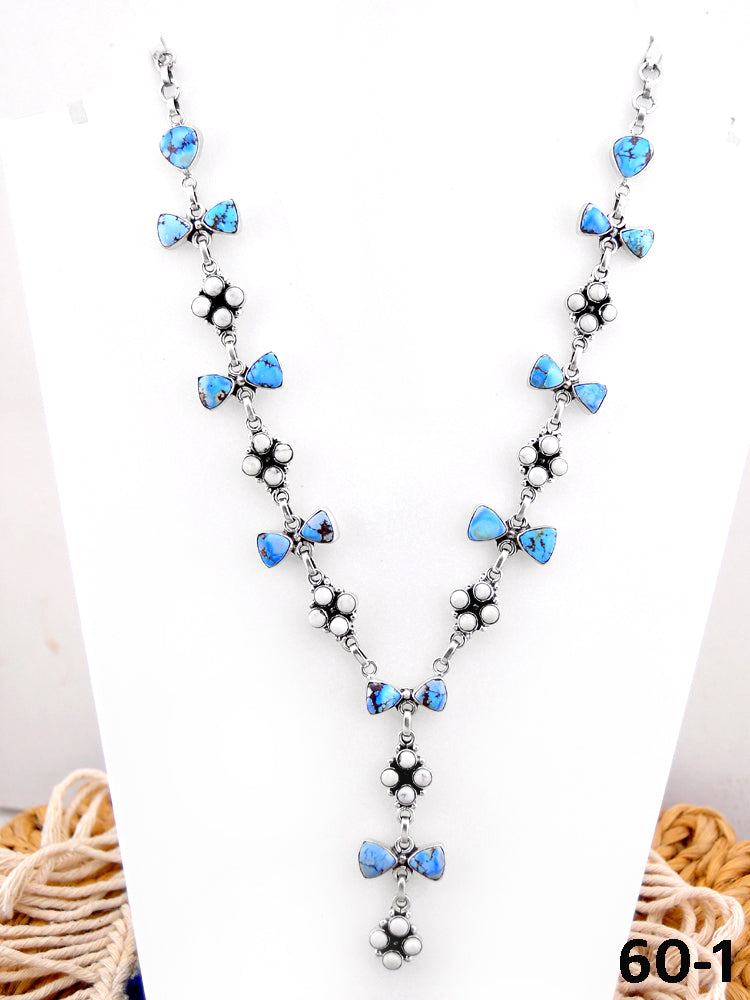 Southwest Handmade Golden Hills with White Buffalo & Sterling Silver Necklace