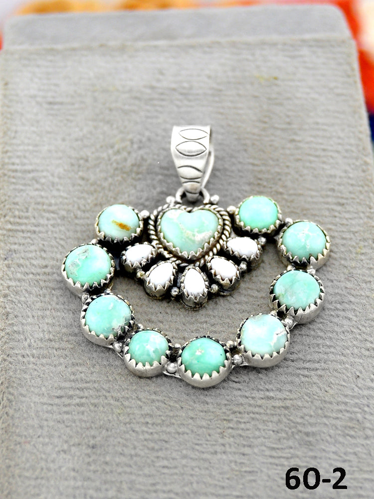 Southwest Handmade Paloma with White Buffalo & Sterling Silver Pendants