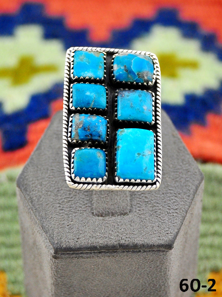 Southwest Handmade Ithaca Peak Turquoise & Sterling Silver Adjustable Ring