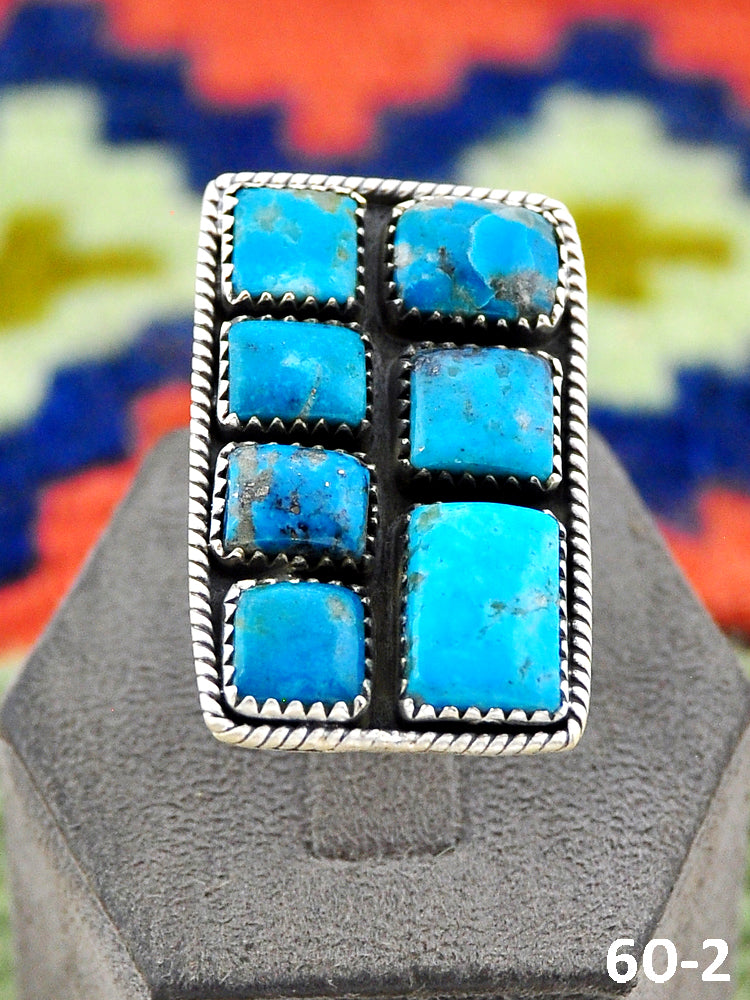 Southwest Handmade Ithaca Peak Turquoise & Sterling Silver Adjustable Ring