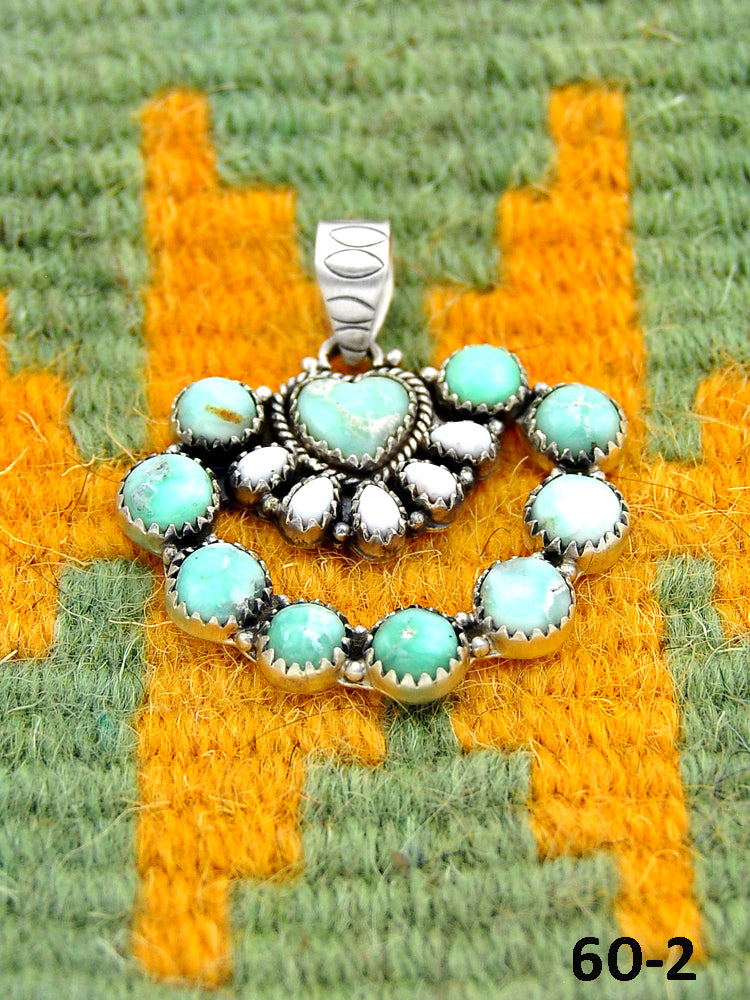 Southwest Handmade Paloma with White Buffalo & Sterling Silver Pendants