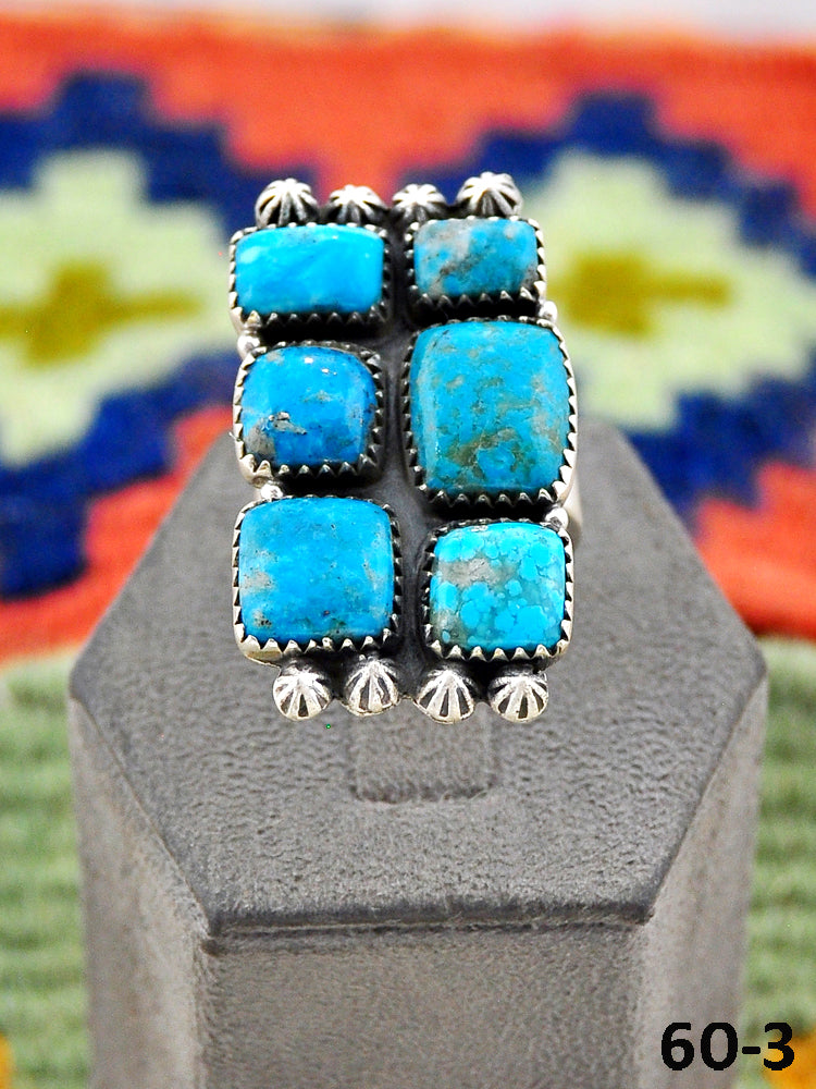 Southwest Handmade Ithaca Peak Turquoise & Sterling Silver Adjustable Ring