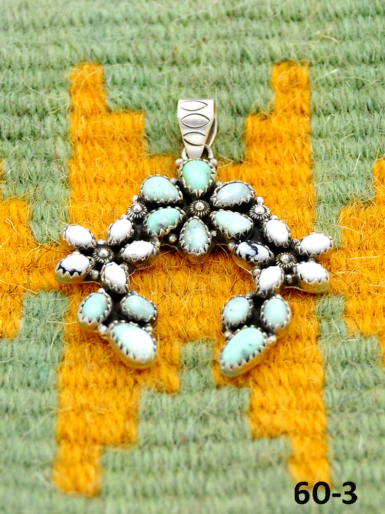 Southwest Handmade Paloma with White Buffalo & Sterling Silver Pendants