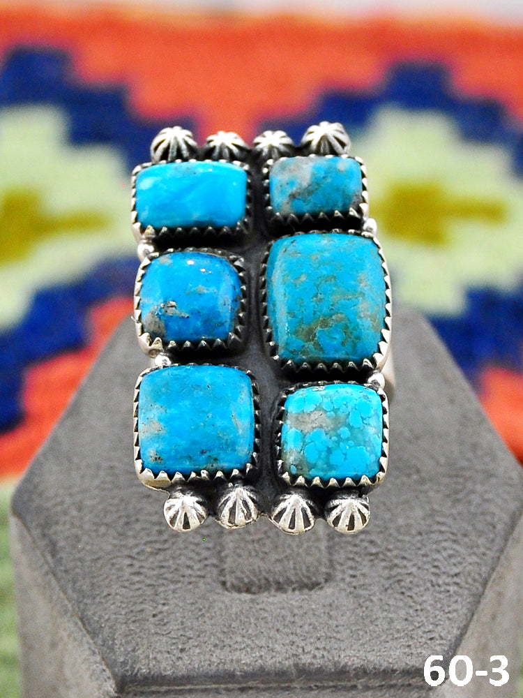 Southwest Handmade Ithaca Peak Turquoise & Sterling Silver Adjustable Ring