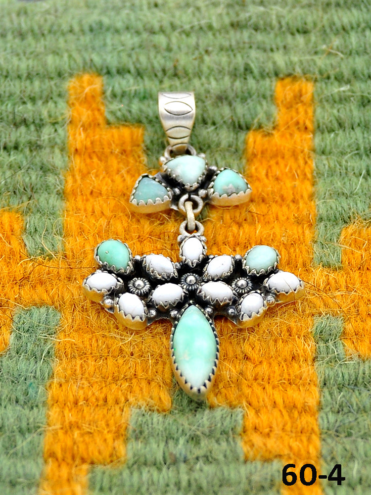 Southwest Handmade Paloma with White Buffalo & Sterling Silver Pendants