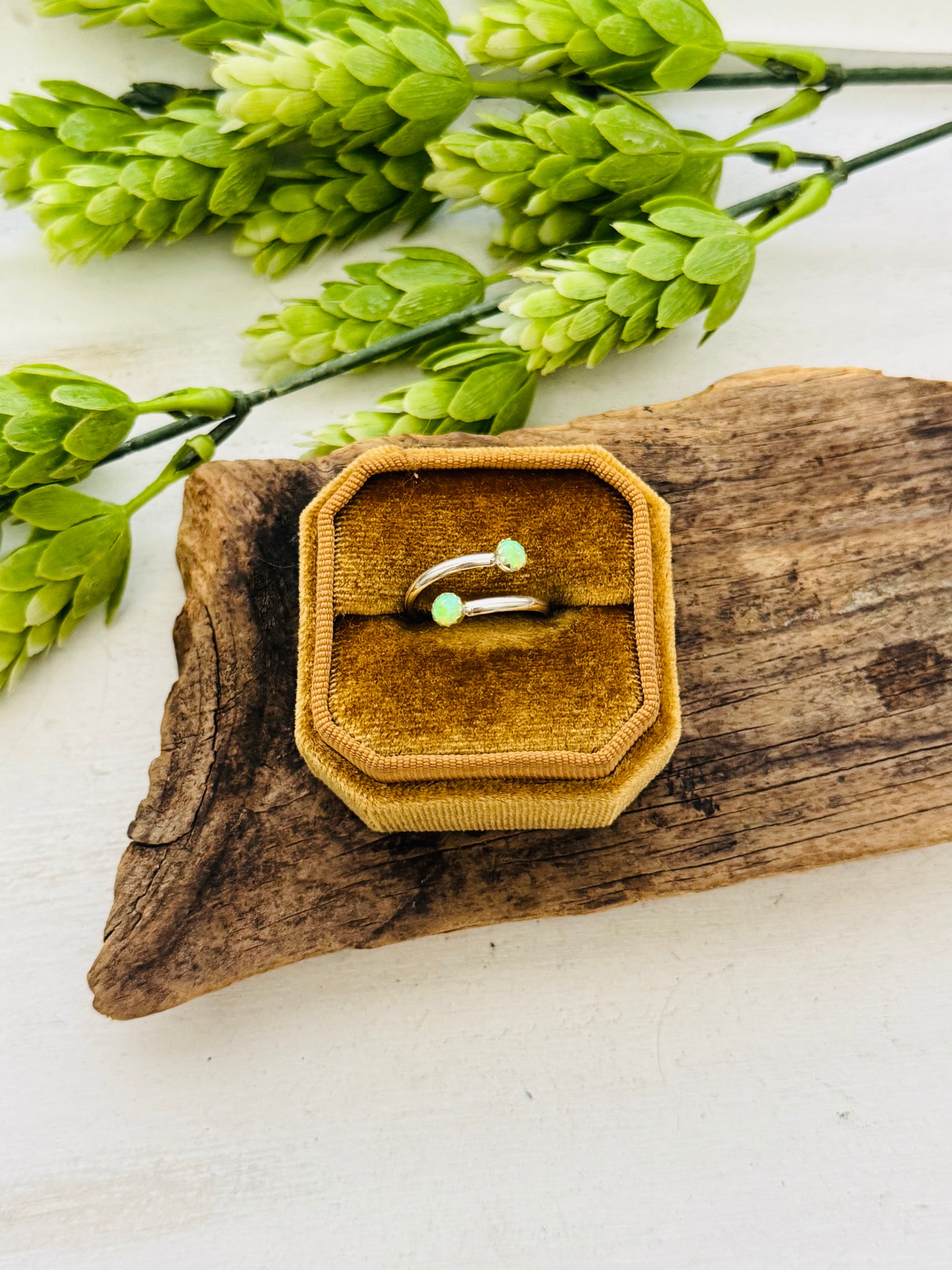 Navajo Handmade Green Opal (Man Made) & Sterling Silver Adjustable Ring