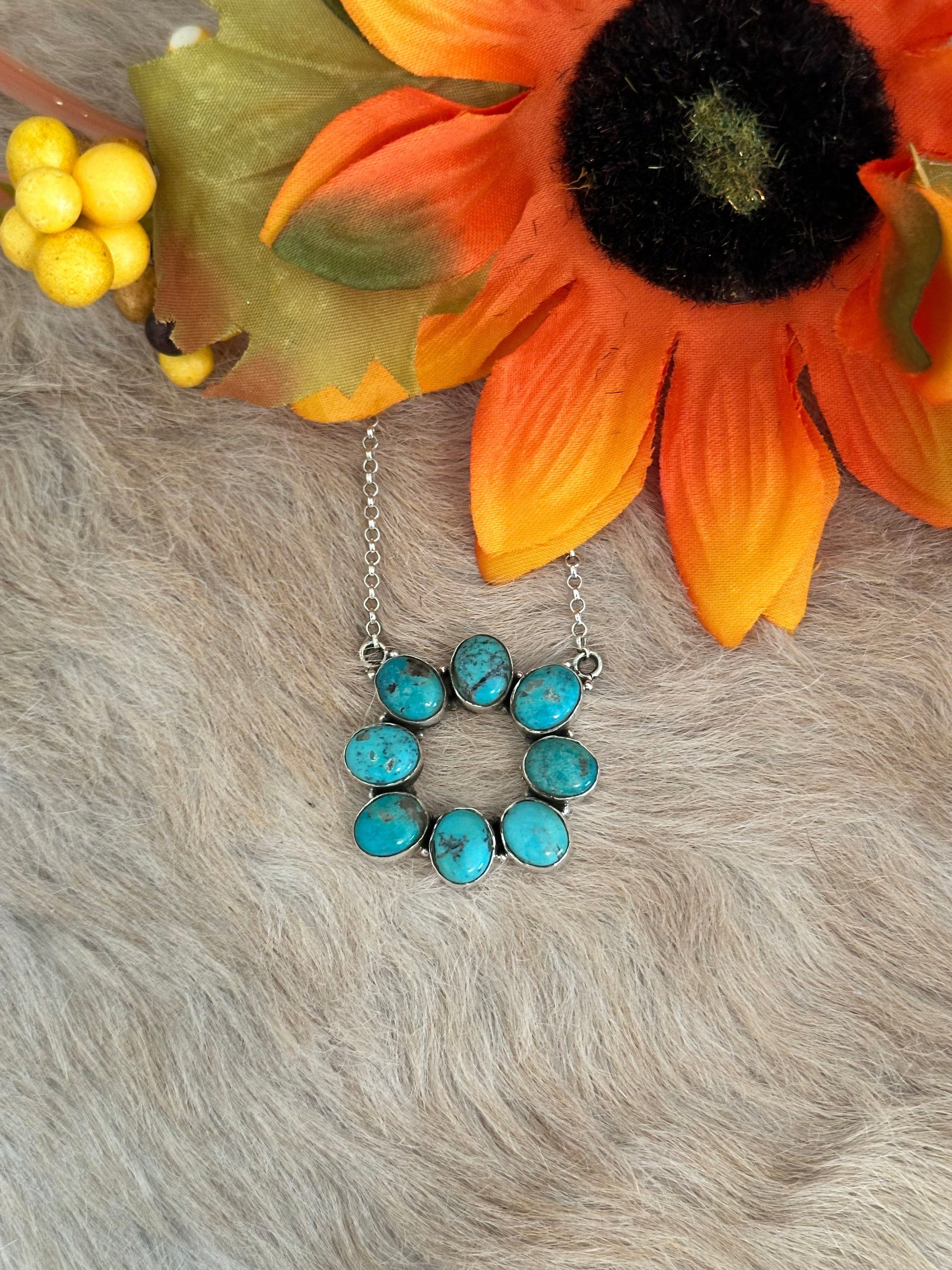 Southwest Made Kingman Turquoise & Sterling Silver Necklace