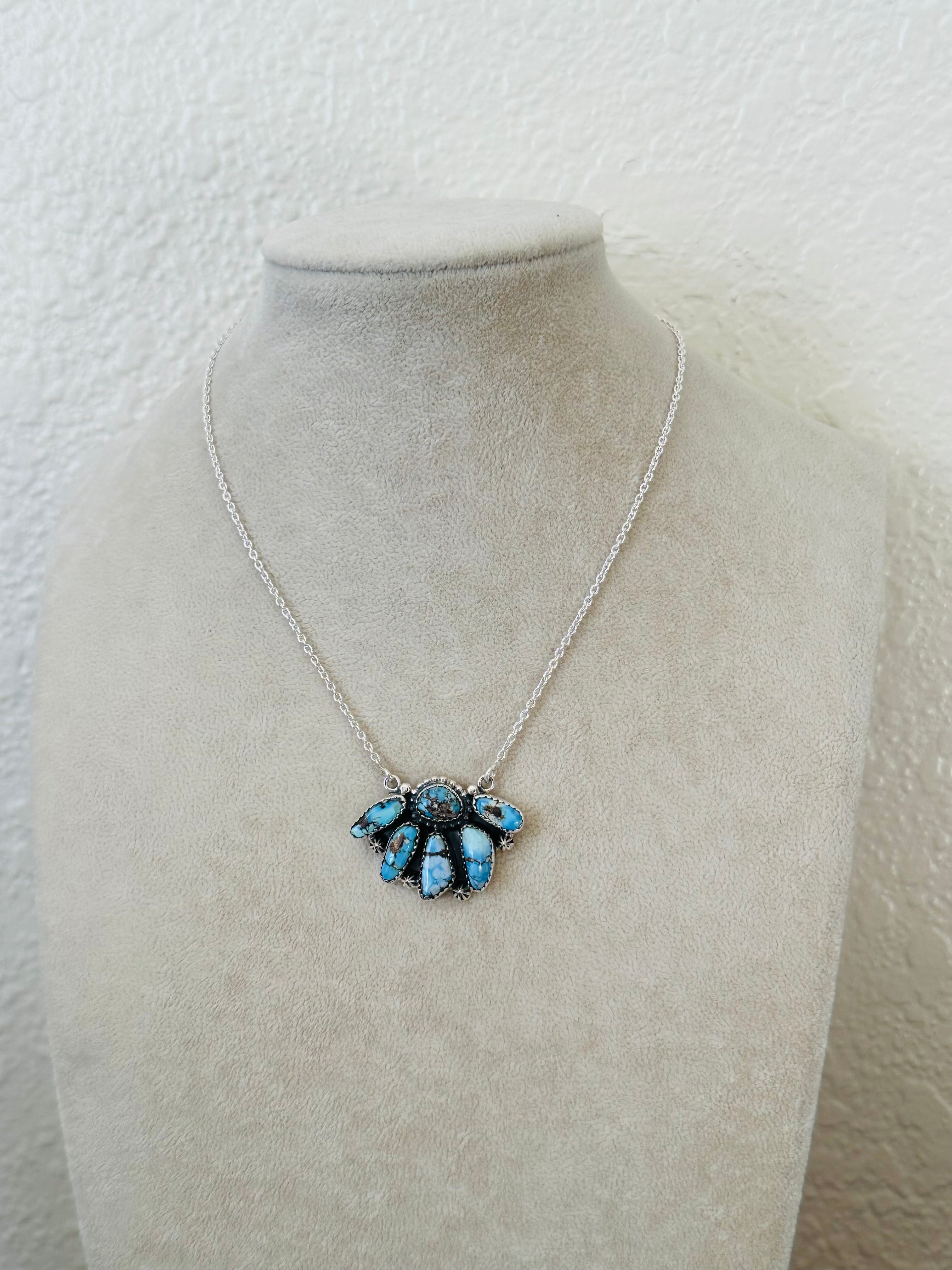 Southwest Handmade Golden Hills Turquoise & Sterling Silver Necklace