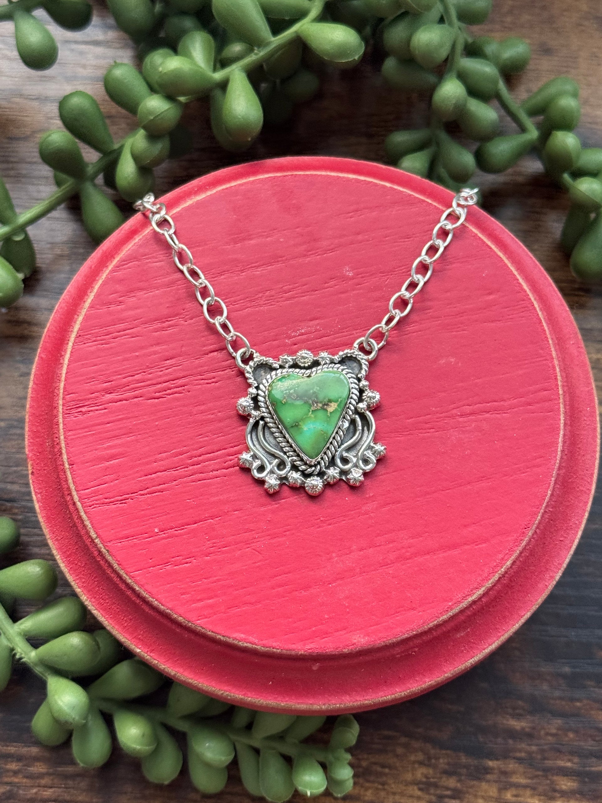 Southwest Made Sonoran Mountain Turquoise & Sterling Silver Heart Necklace
