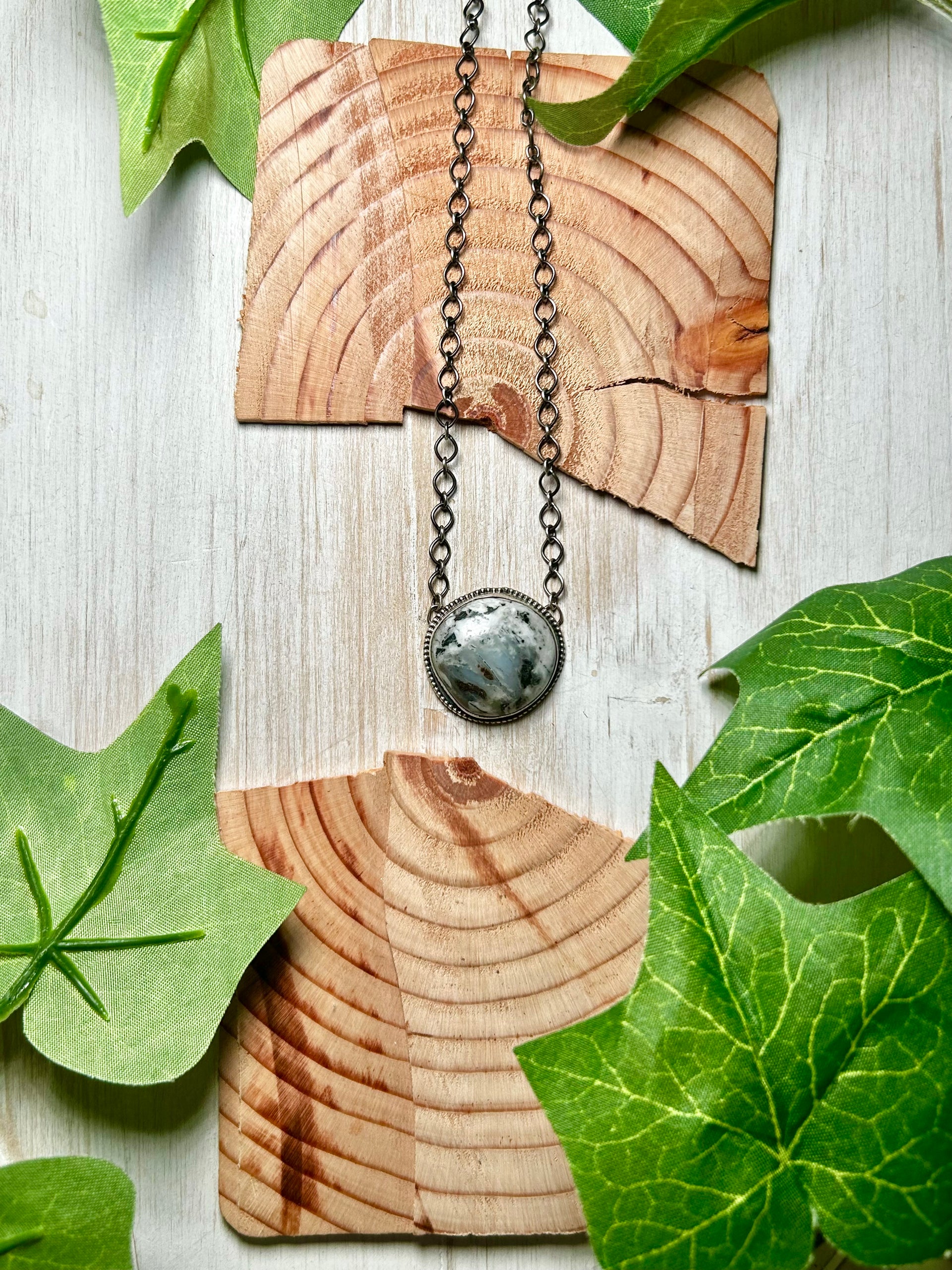 Navajo Made White Buffalo & Sterling Silver Necklace