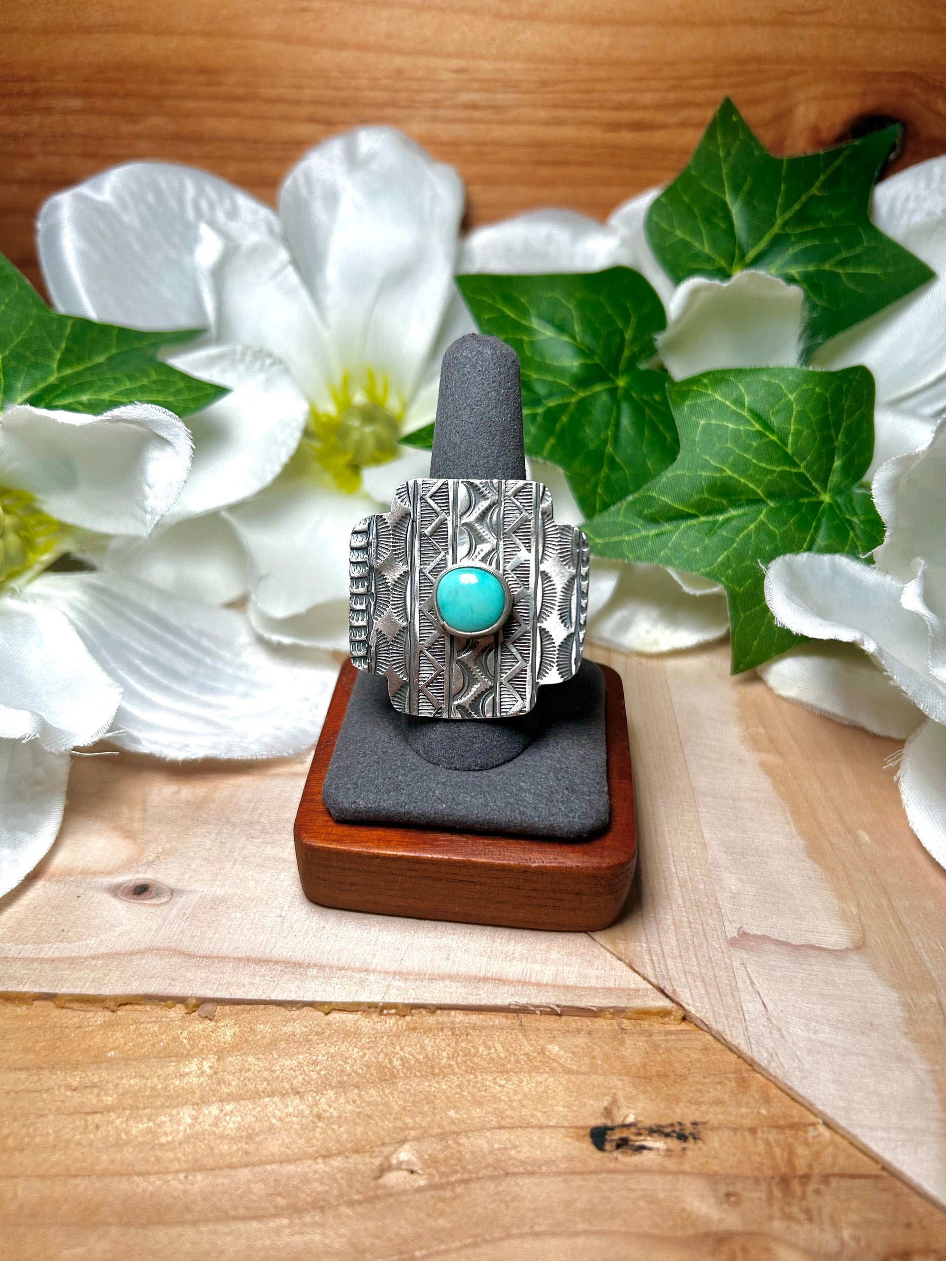 Tillie Jon Kingman Turquoise & Sterling Silver Ring Size 9