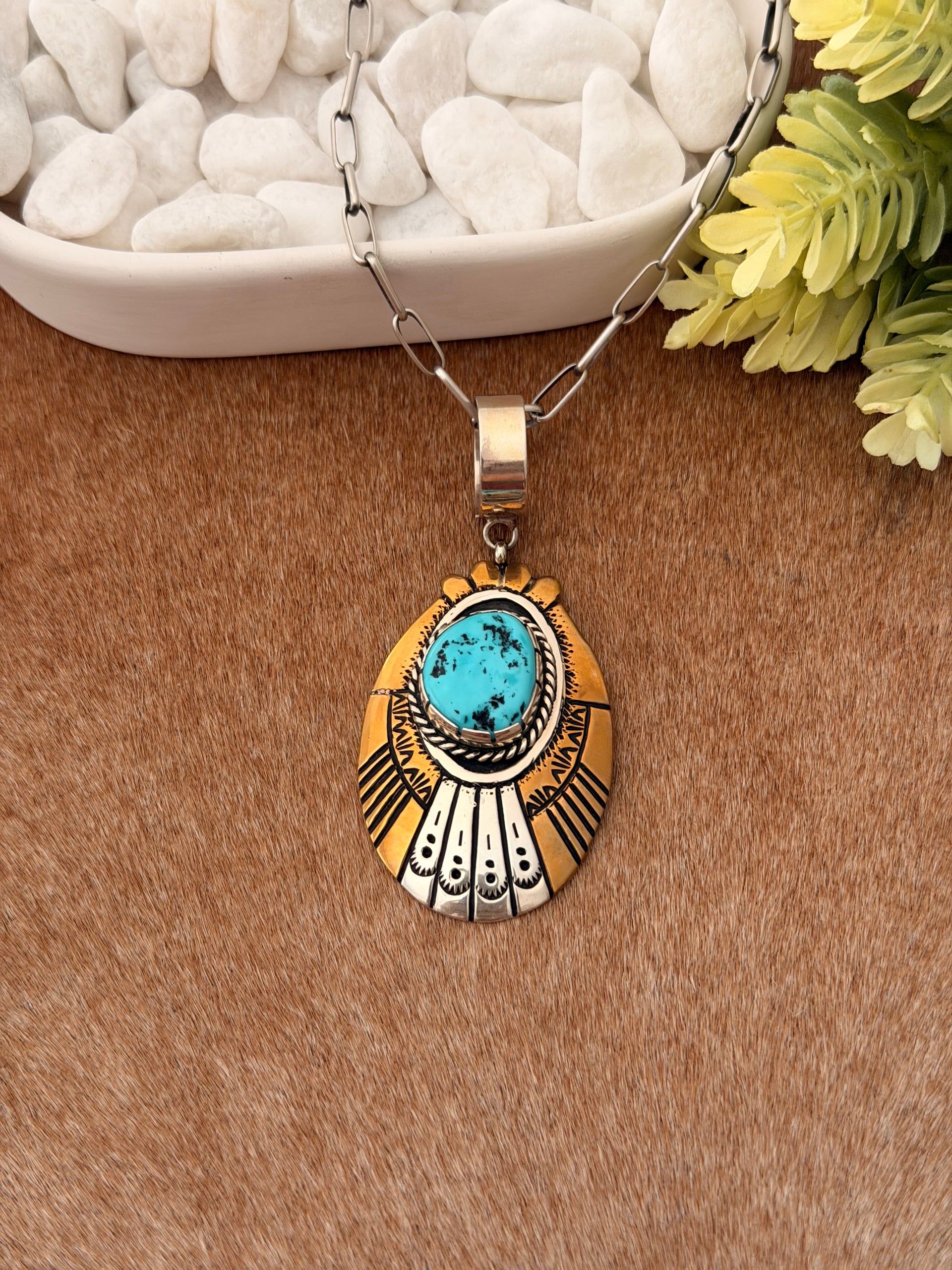 Tommy & Rose Singer Kingman Turquoise & Sterling Silver Pendant