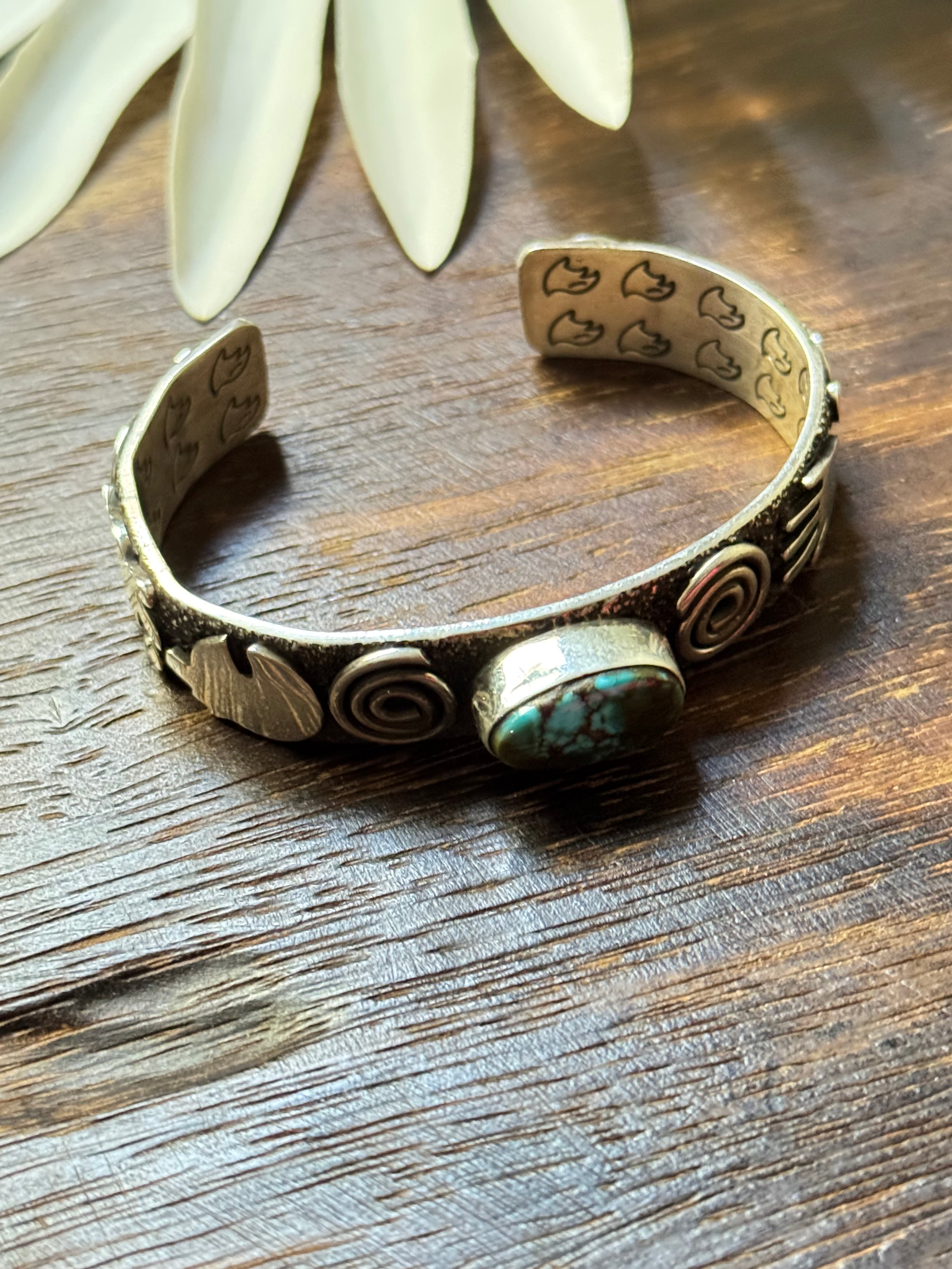 Alex Sanchez Birds Eye Kingman Turquoise & Sterling Silver Cuff Bracelet