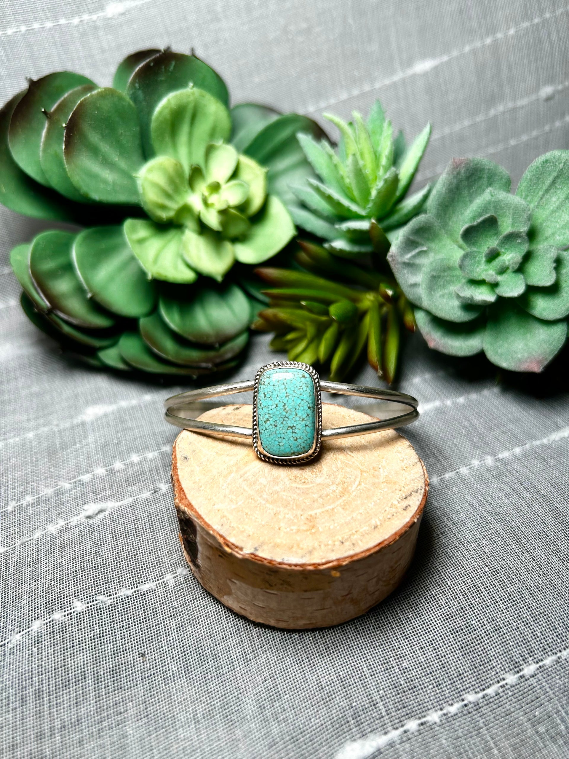 Navajo Made #8 Turquoise & Sterling Silver Cuff Bracelet