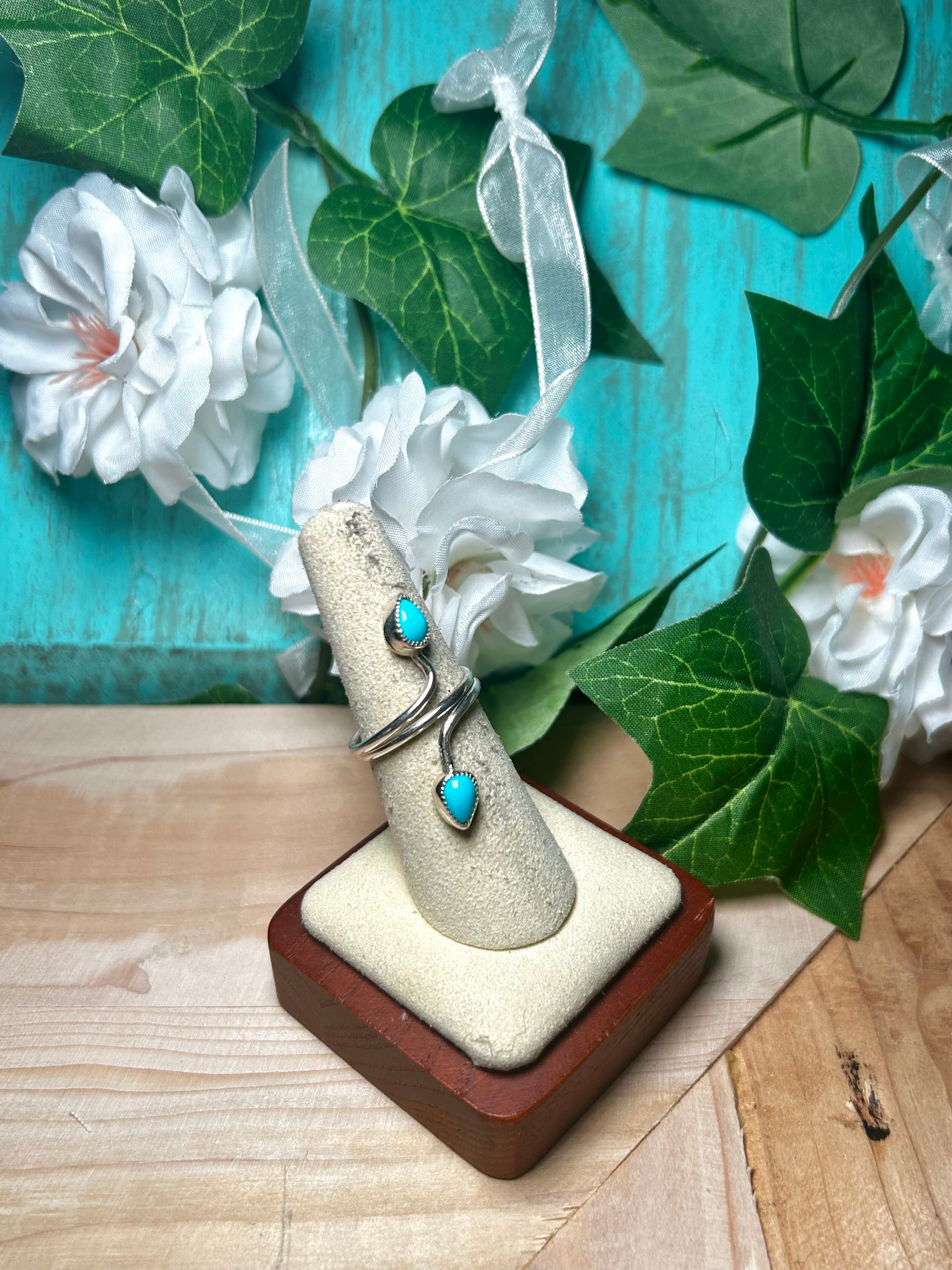 Navajo Made Sleeping Beauty Turquoise & Sterling Silver Ring