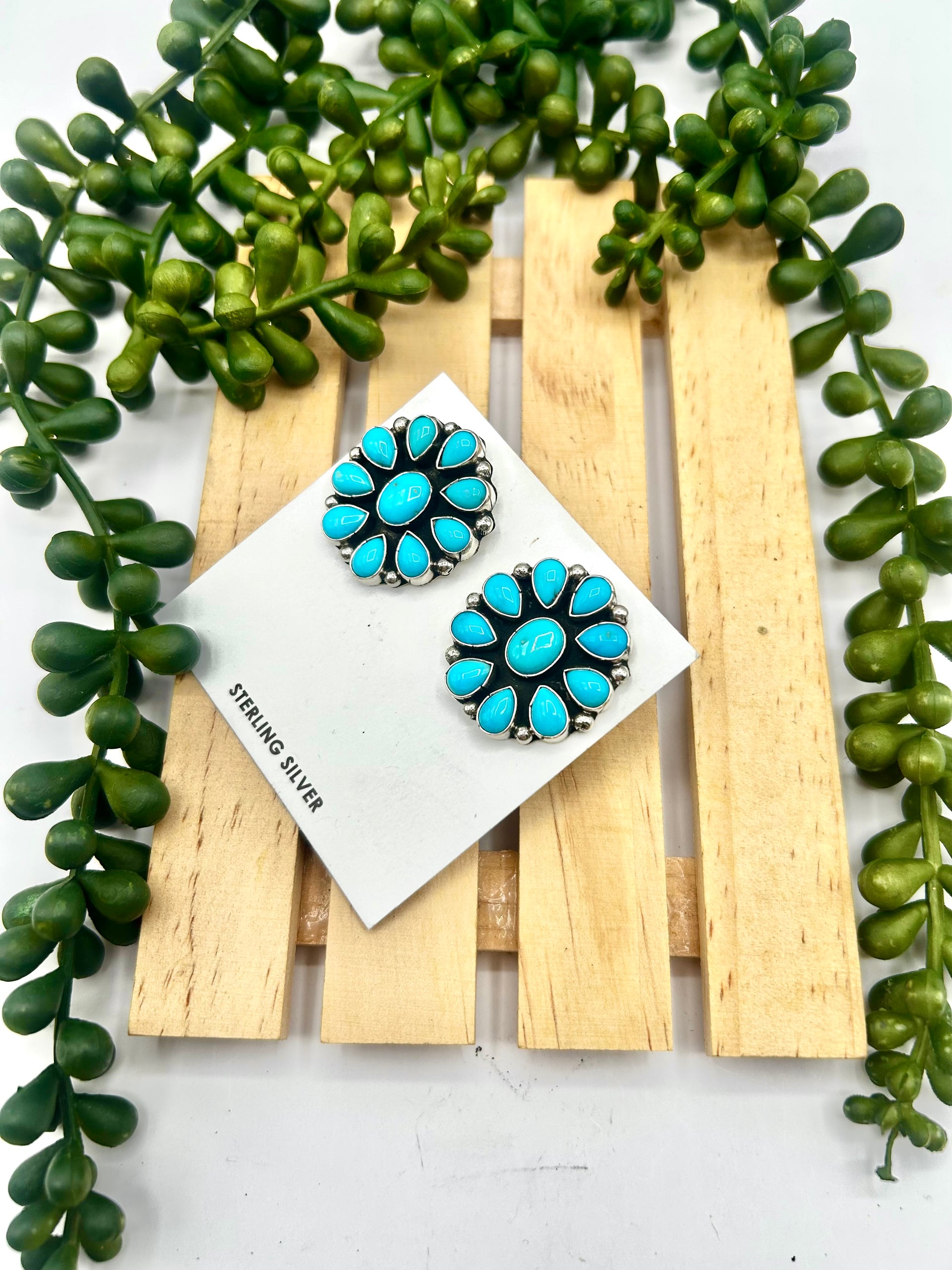 K.C. Cook Kingman Turquoise & Sterling Silver Post Earrings