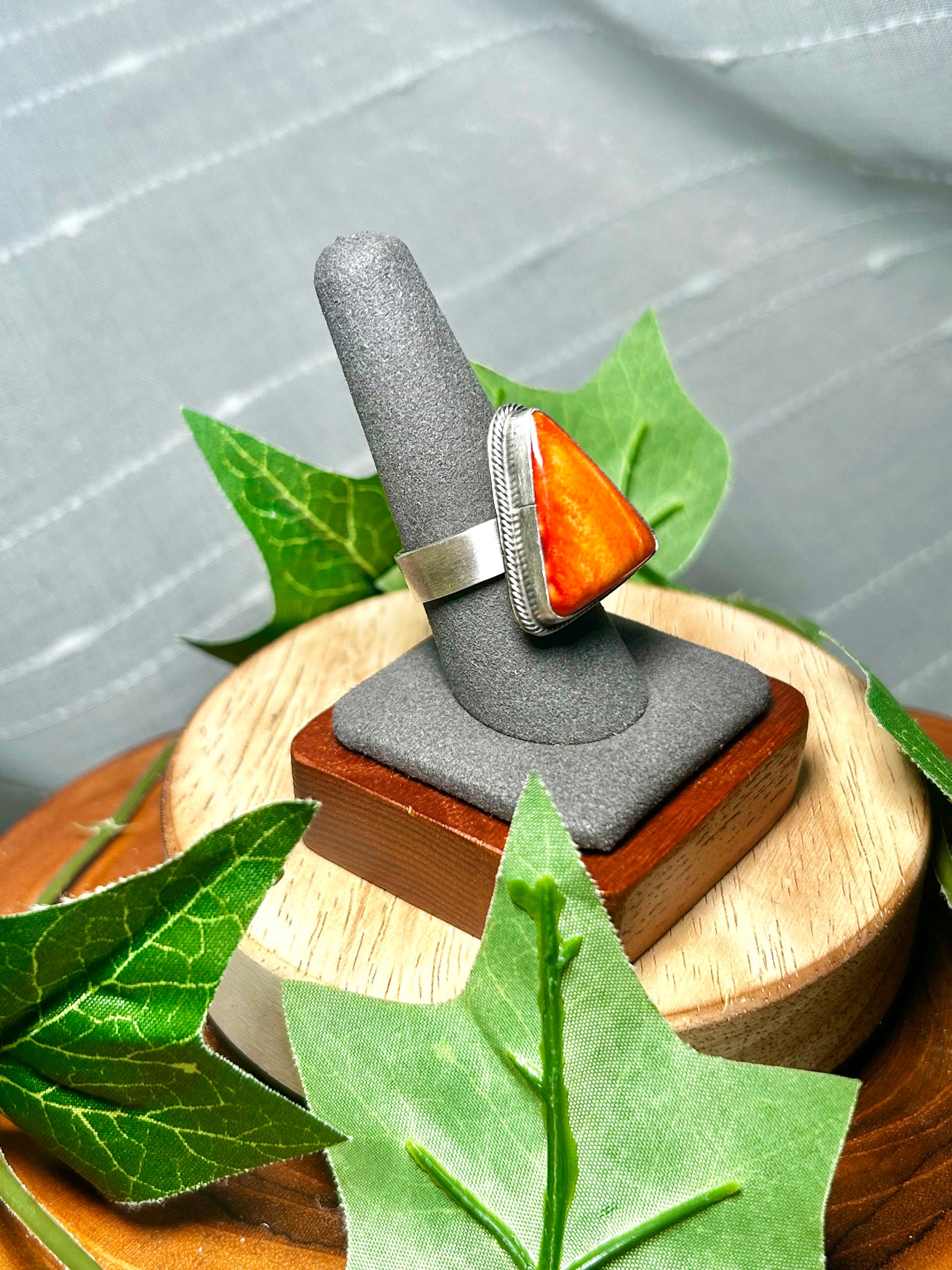 Antionette Martinez Spiny Oyster & Sterling Silver Adjustable Ring