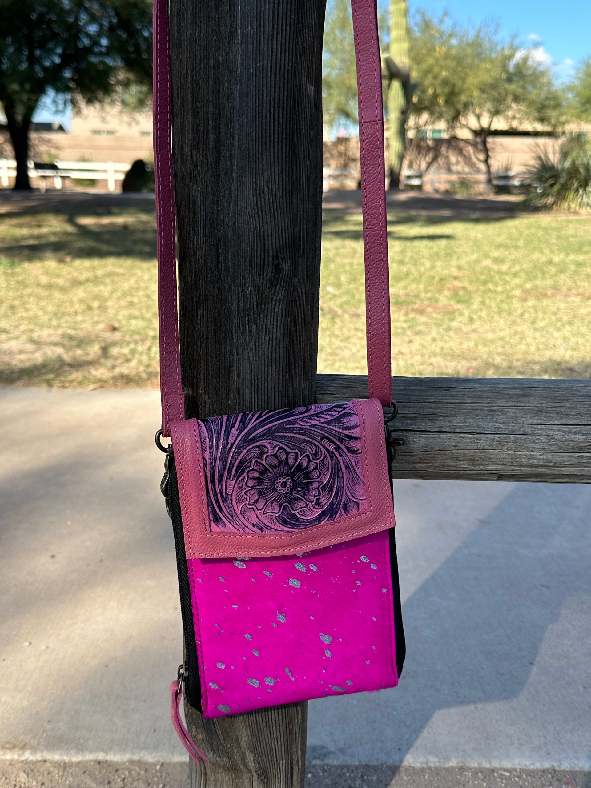 Genuine Tooled Leather & Cowhide Purse