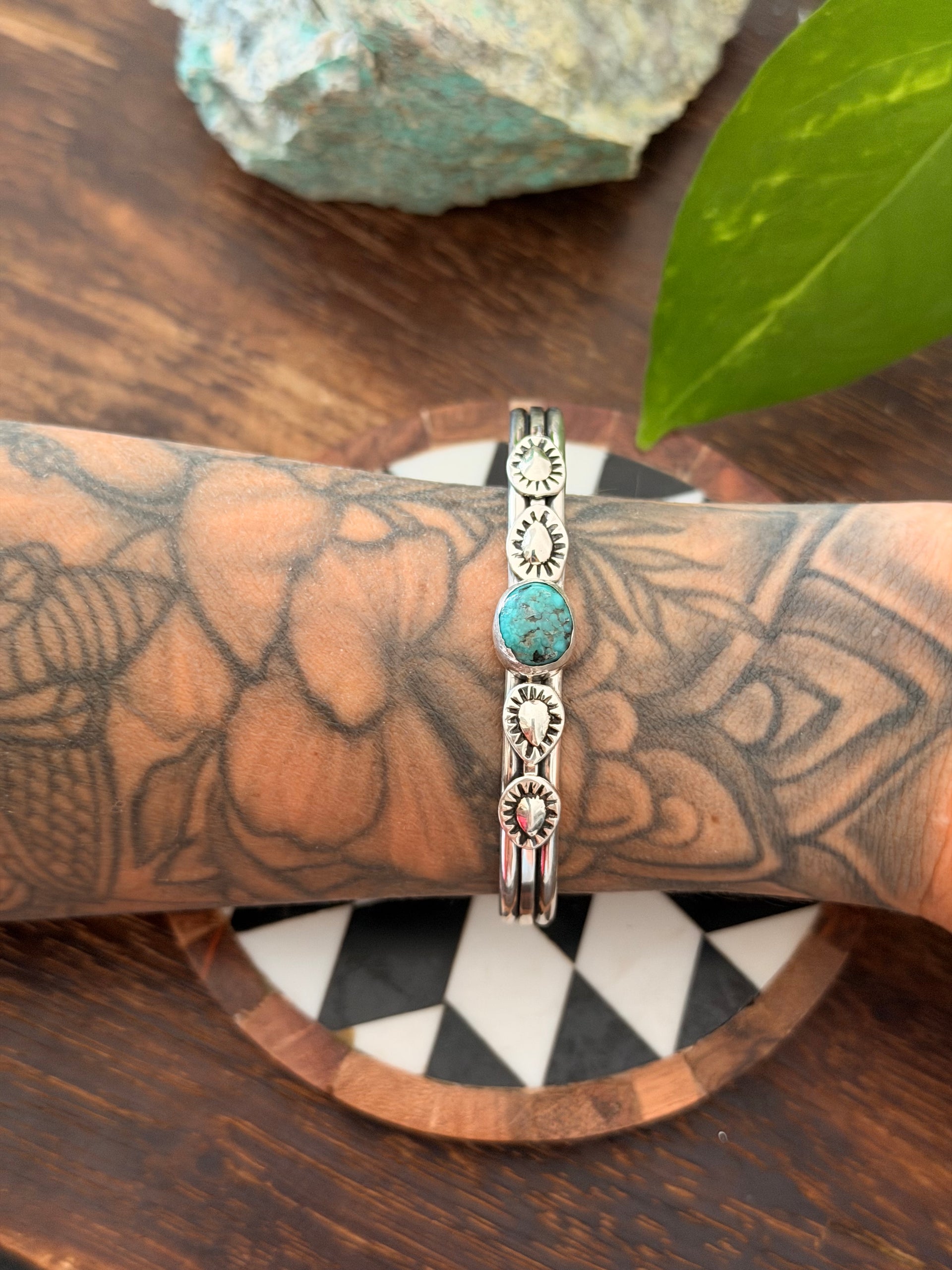 Navajo Made Kingman Turquoise & Sterling Silver Cuff Bracelet