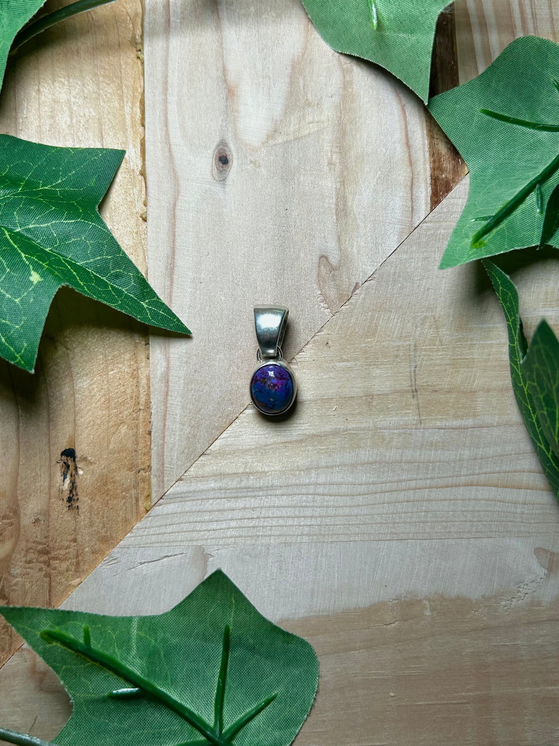 Navajo Made Mohave Turquoise & Sterling Silver Pendant