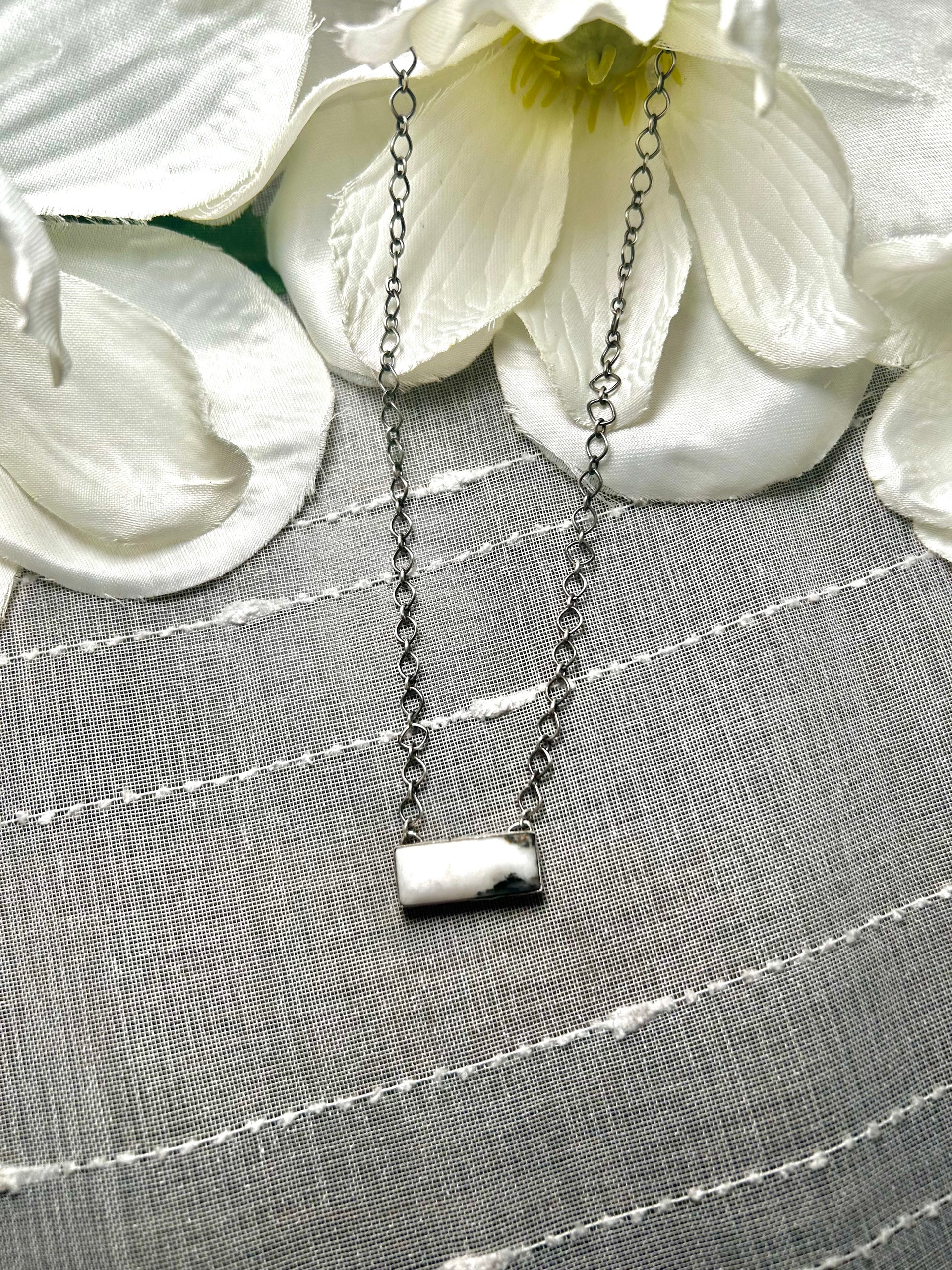 Navajo Made White Buffalo & Sterling Silver Necklace