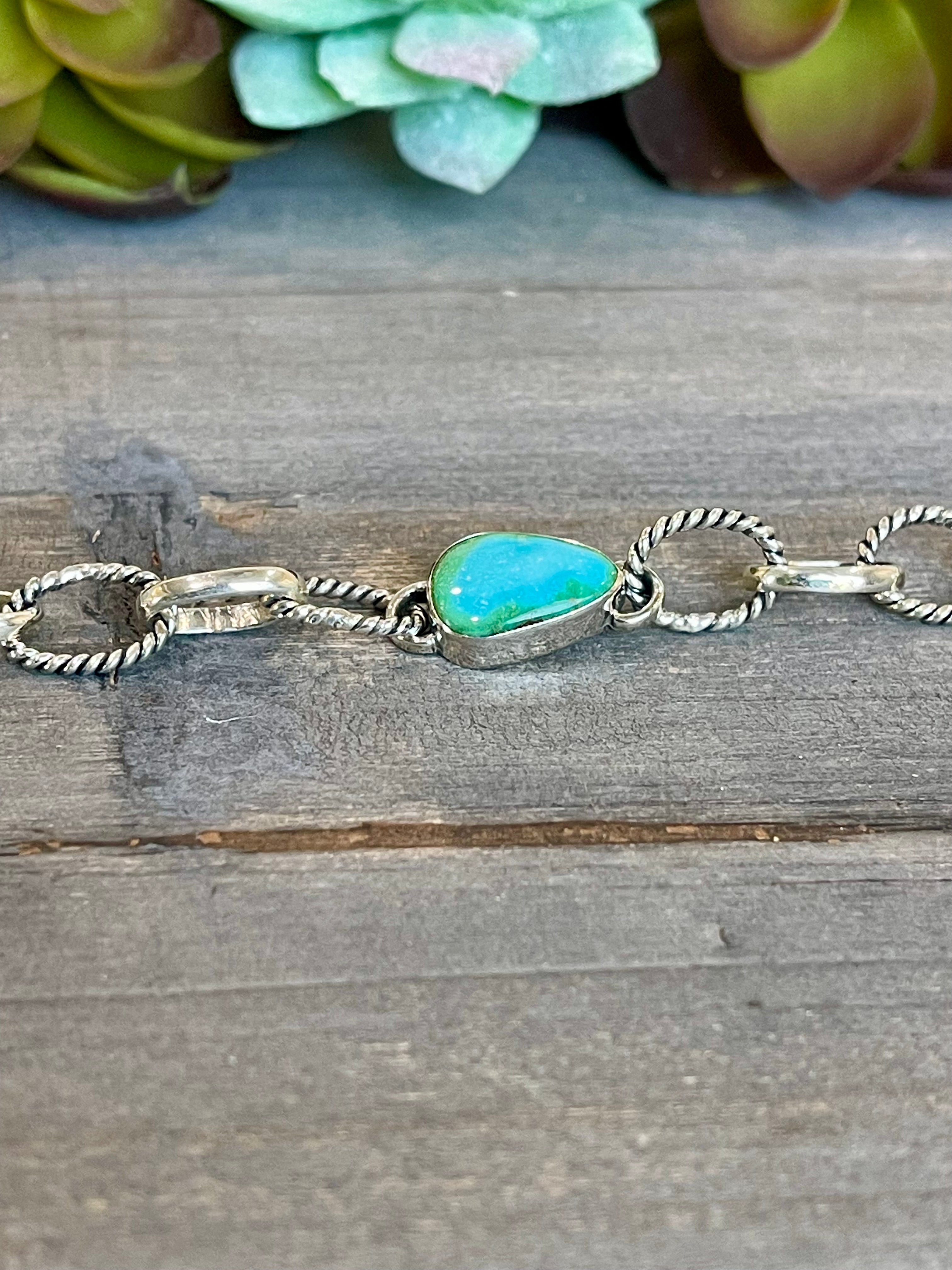 Southwest Handmade Sonoran Mountain Turquoise & Sterling Silver Bracelet