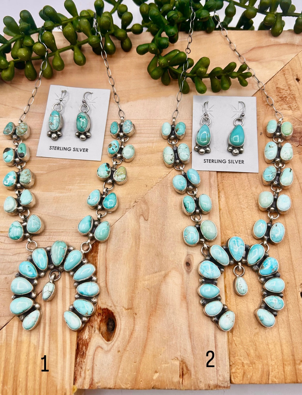 Kobe Martinez Carico Lake Turquoise & Sterling Silver Necklace Set