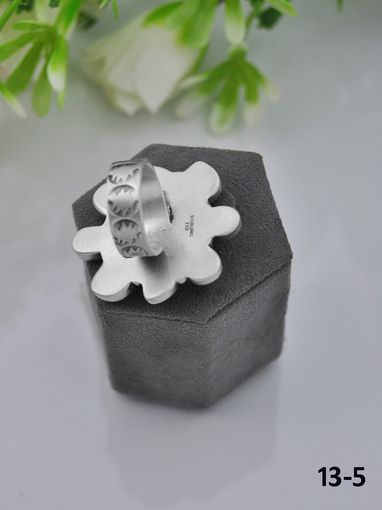 Southwest Made Palomino Variscite  & Sterling Sliver Cluster Adjustable Ring