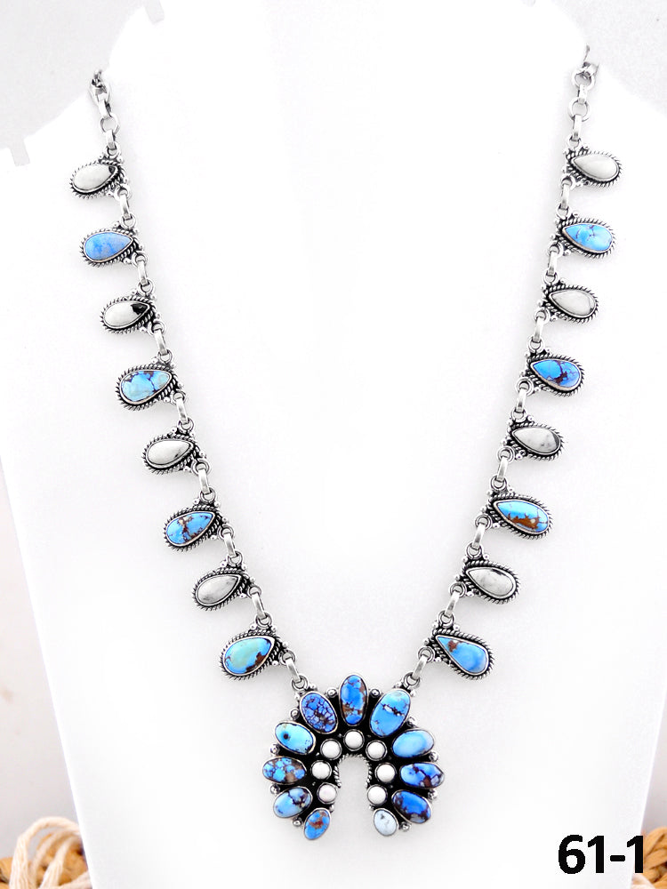Southwest Handmade Golden Hills with White Buffalo & Sterling Silver Necklace