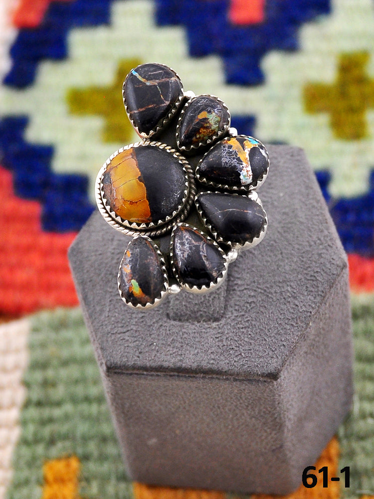 Southwest Handmade Black Jack & Sterling Silver Ring