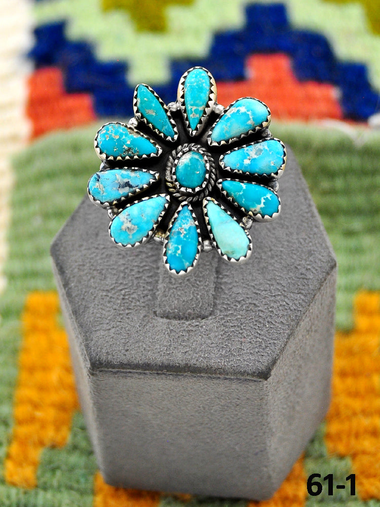 Southwest Handmade White Water Turquoise & Sterling Silver Adjustable Ring