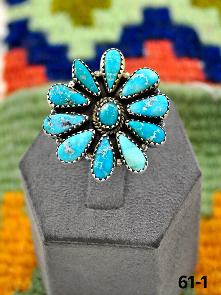 Southwest Handmade White Water Turquoise & Sterling Silver Adjustable Ring