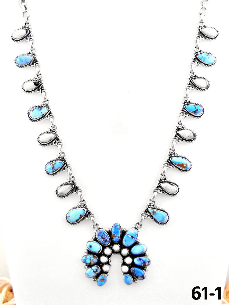 Southwest Handmade Golden Hills with White Buffalo & Sterling Silver Necklace