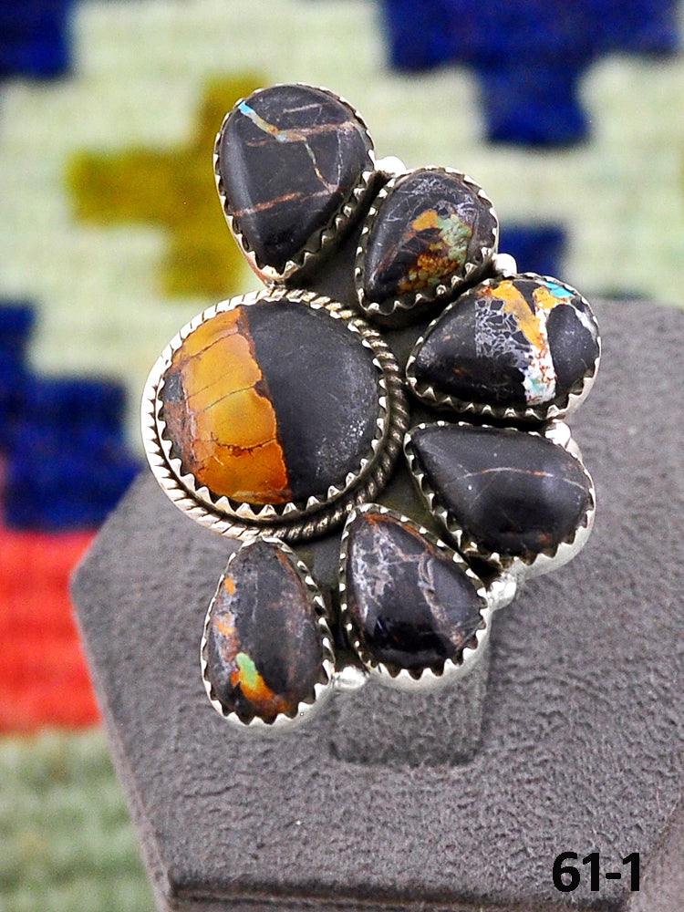Southwest Handmade Black Jack & Sterling Silver Ring