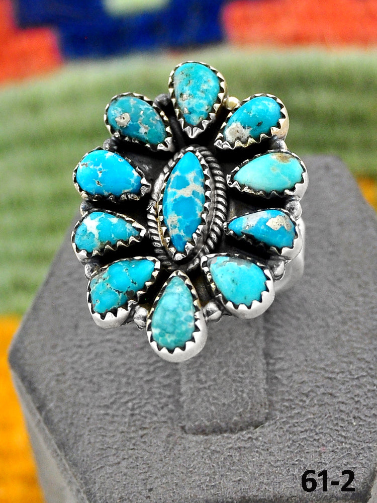 Southwest Handmade White Water Turquoise & Sterling Silver Adjustable Ring